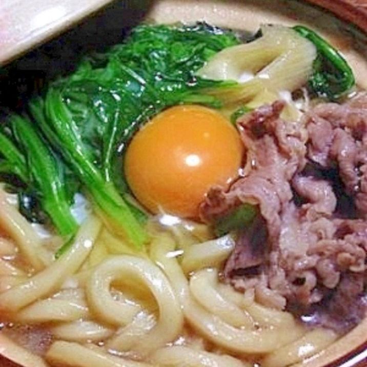 和牛のすき焼き風鍋焼きうどん